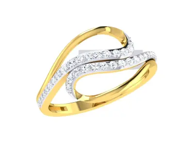 Solitaire Women Engagement Bypass Rings 3D print model 3