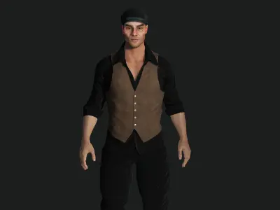 AAA 3D REALISTIC CHARACTER - EUROPEAN BOUNCER 1920 ERA NPC Low-poly 3D model