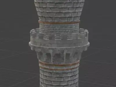 Medieval Round Bastion Tower Low-poly 3D model