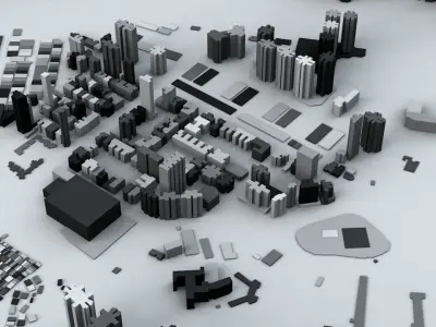 Hong Kong 18 Districts Streets and Buildings 3D model