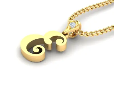 Light Gold Fancy Font Pendant E 3D print model