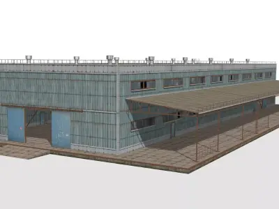 metal building Low-poly 3D model