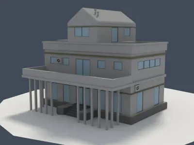 Low Poly Consulate Building Low-poly 3D model