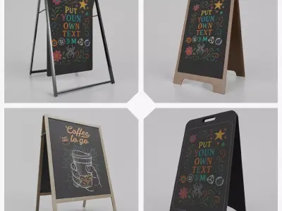 Customizable Event and Promotional Chalkboard Signs 3D Model Pack
