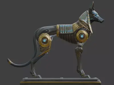Futuristic Cyberpunk Anubis Statue Low-poly 3D model