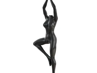 Female headless mannequin stands in yoga pose 70 3D model