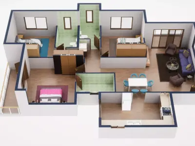 3D Floor Plan Model 46 3D model