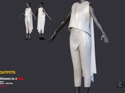 5 SCI-FI CYBERPUNK OUTFITS and 3 SCIFI GLASSES AS A GIFT Low-poly 3D model