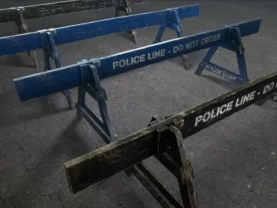 Crime Scenes - Wooden Police Barrier  Low-poly 3D model