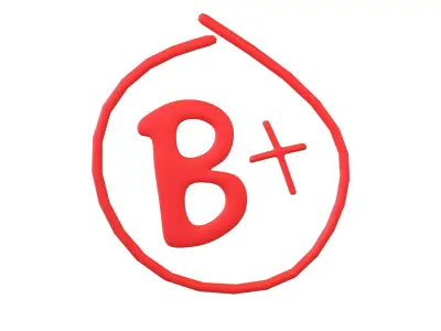 Grade B Plus Symbol v1 001 Low-poly 3D model