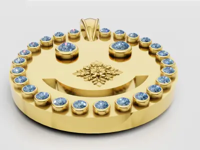smiley face gold pendant 3D printable model       3D print model