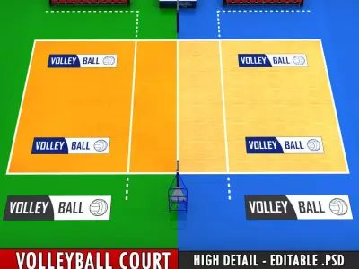 Volleyball court high detail low poly Low-poly 3D model