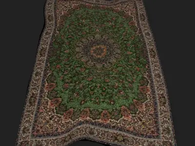 Medieval Green Designed Tapestry  Low-poly 3D model
