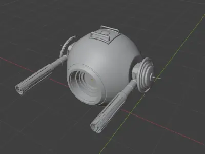 Aged Green Robot Sphere with Blue Light and Functional Details 3D model