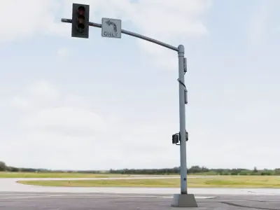 Urban Traffic Light Pole four pieces long and short Bundle 3D model