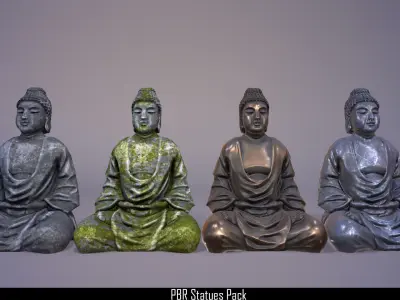 PBR Statues Pack Low-poly 3D model