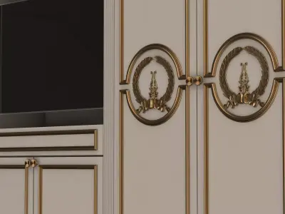 Classic Wardrobe Furniture 0401 White Low-poly 3D model