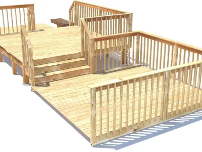 Three Level Deck for Houses Low-poly 3D model