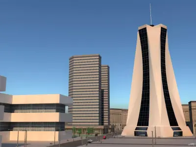 Glass Concrete Skyscraper 3D model