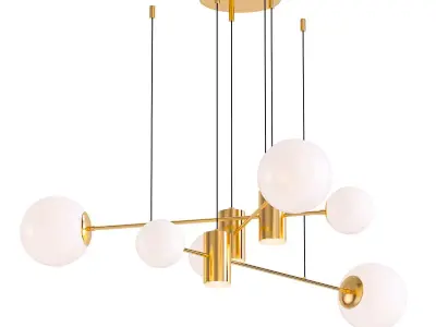 THE251 gold chandelier with balls hanging from it 3D model