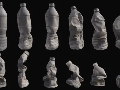 Crushed Plastic Bottle v1 Low-poly 3D model