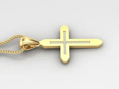 High Cross Pendant Light Gold 18K 4CP014 3D print model