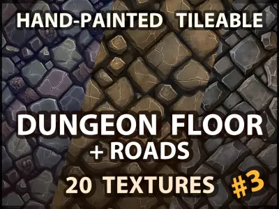Dungeon Floor and Stone Road -20 TEXTURES -Handpainted PACK 3-- Texture