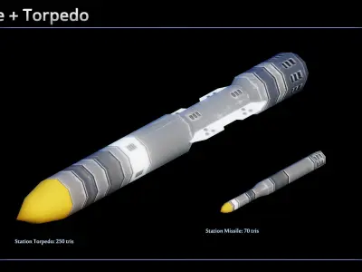Verdun Space Battle Station Low-poly 3D model