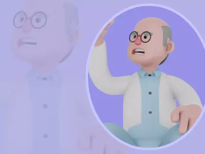 Stylized 3D Male Scientist Character - Cartoon Shocked Analysis 3D model