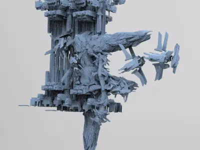 Cyberpunk asteroid base 3  3D model