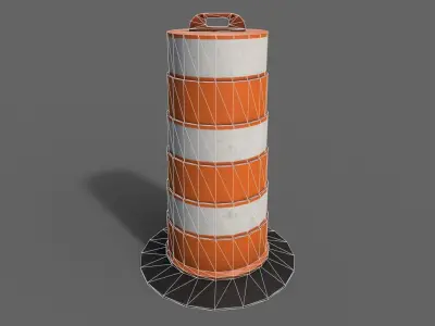 PBR Traffic Drum Barrel Orange Low-poly 3D model
