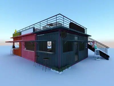 Fast Food Container Restaurant 3D model