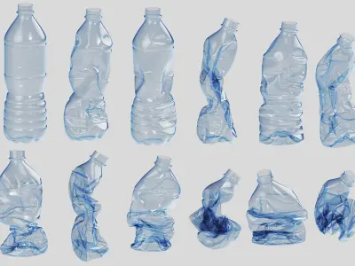 Crushed Plastic Bottle v1 3D model