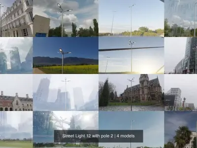 Street Light 12 with pole 2 3D Model Pack