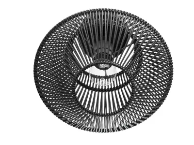 Neher Black Rattan Semi Flush Mount 3D model