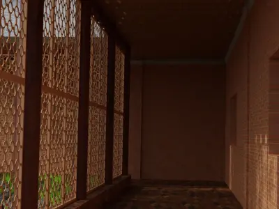 decorative wooden wall frames or iron fences Low-poly 3D model