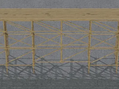 Trestle tall wooden structure Low-poly 3D model
