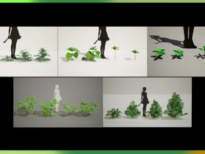 MEGA PLANT PACK - 15 Global Grass Pack 01 Low-poly 3D model