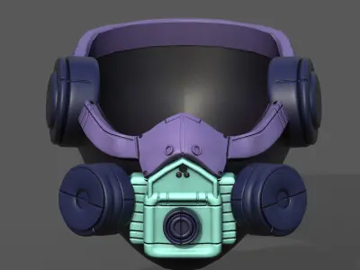 Gas mask respirator scifi futuristic 3d  Low-poly 3D model 45