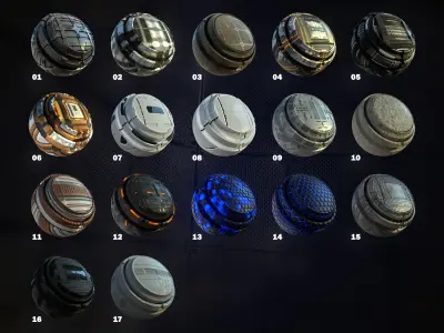 17 Sci-Fi PBR materials 3D model