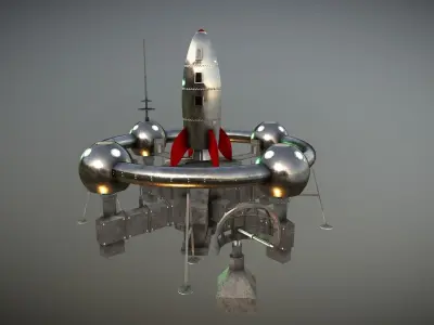 Retro Sci-Fi Moonbase Low-poly 3D model