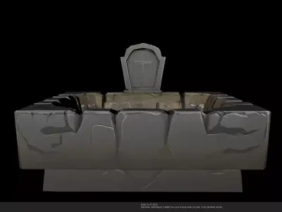 Stylized Tomb with Headstone 3D Model - AI Low-poly 3D model