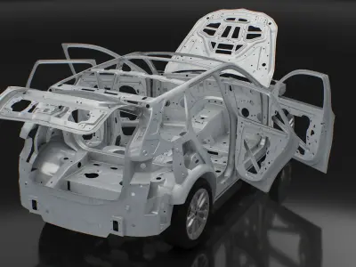  SUV Car Frame Structure with Chassis Rigged 