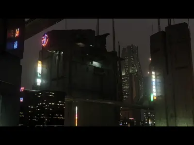 3D Cyberpunk Town City Landscape Scene 3D model