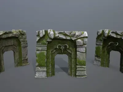 old gate Low-poly 3D model 5