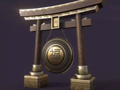 Japanese Gong Tori Low-poly 3D model