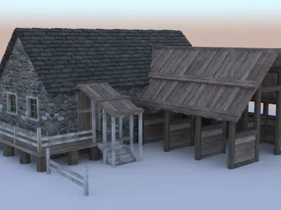 Medieval Stable Low-poly 3D model