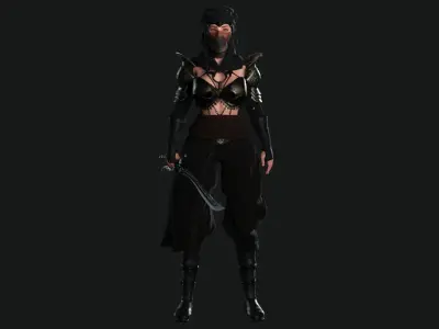 AAA 3D FANTASY CHARACTER - BEAUTIFUL ASSASSIN WARRIOR Low-poly 3D model