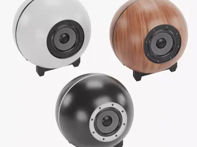 3 Round Audio Speakers - Universal Sound System Unit 3D Model Pack