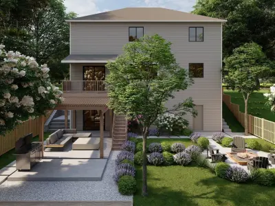 3D Exterior Scene 3D model design garden and landscape 3D 3D model